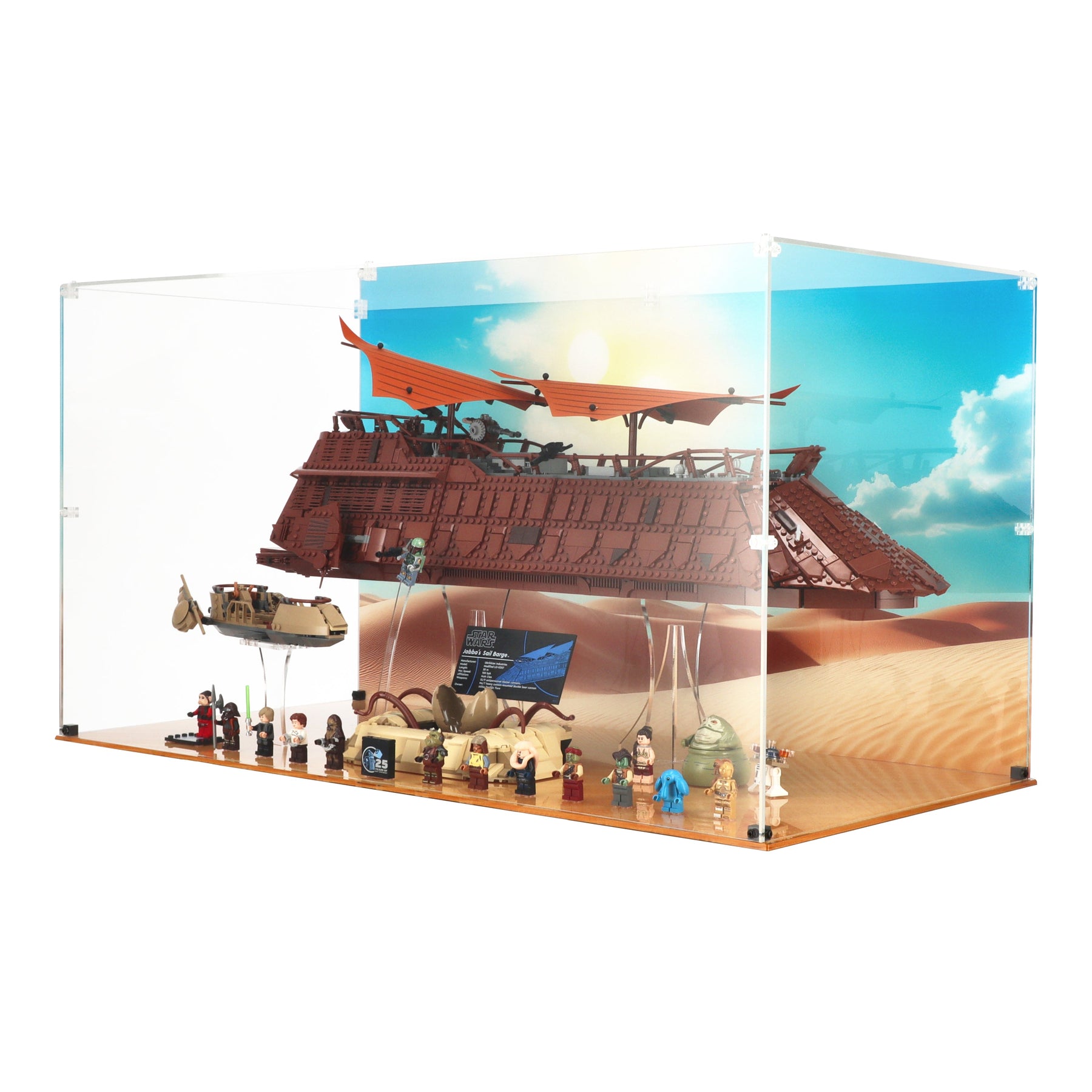 Lego 75397 Jabba's Sail Barge & 75396 Desert Skiff & Sarlacc Pit - Display Case