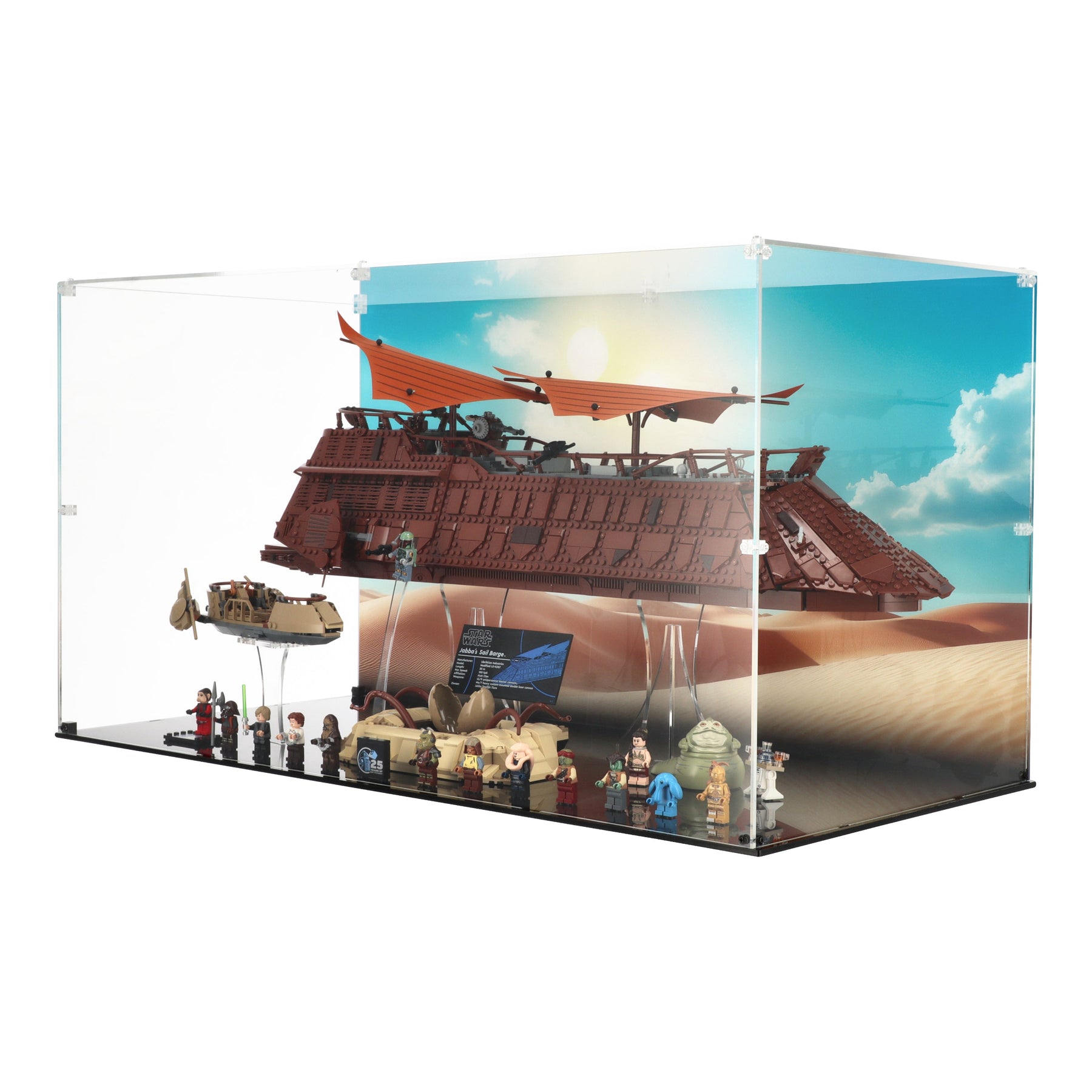 Lego 75397 Jabba's Sail Barge & 75396 Desert Skiff & Sarlacc Pit - Display Case