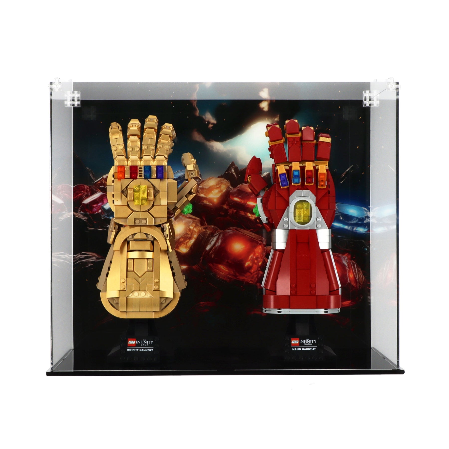 Lego 76191 Infinity Gauntlet & Lego 76223 Nano Gauntlet - Display Case