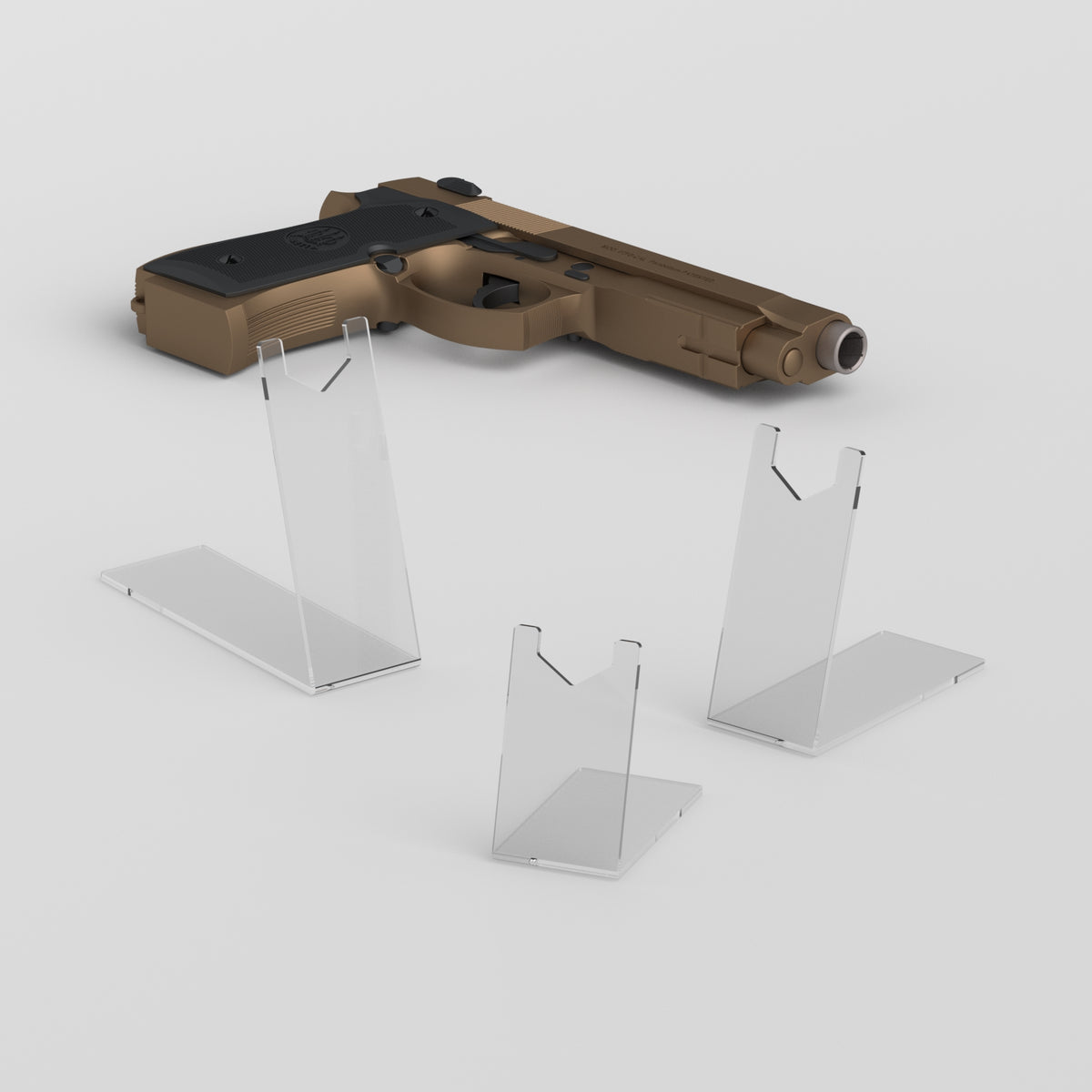 Premium Pistol Revolver Display Stand - Clear - PW-09